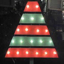 4ft. Wooden Christmas Tree w/ Lights!