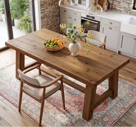 F2647 new assembled 63" Solid Wood Dining Table, Rectangular Kitchen Table for 4-6 People