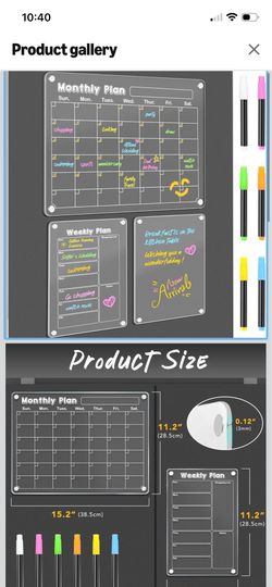 DIYMAG Planning Pads 3Pack Acrylic Magnetic Dry Erase board for Fridge,15"x11" Set Magnetics Weekly Monthly Wall Planners Board for Refrigerator with 