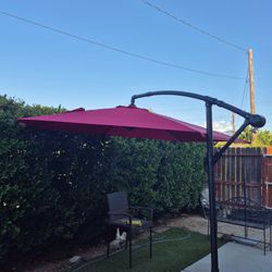 10”FT Offset Cantilever Market Umbrella Patio Color: Red Base Included 