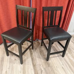 Set of 2 Bar Height Chairs - Dark Brown