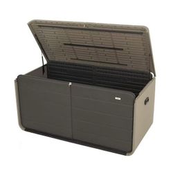 #F 260 Gallon Resin Outdoor Deck Box with Hydraulic Lid and Lockable Storage $ 140