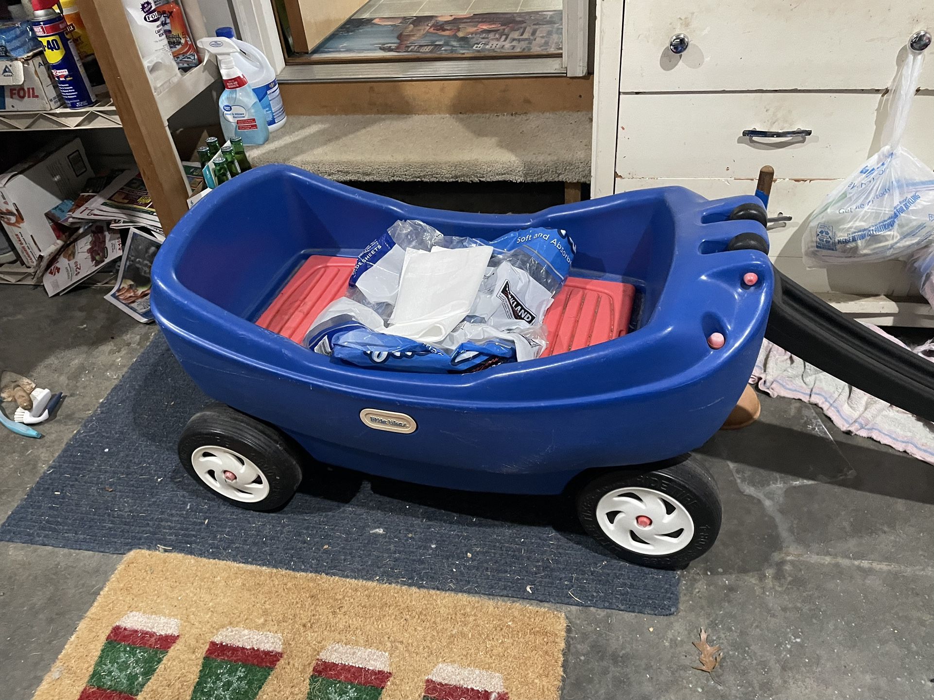 Blue Little Tikes Wagon With Two Seats Plastic Child Size With Pull Handle