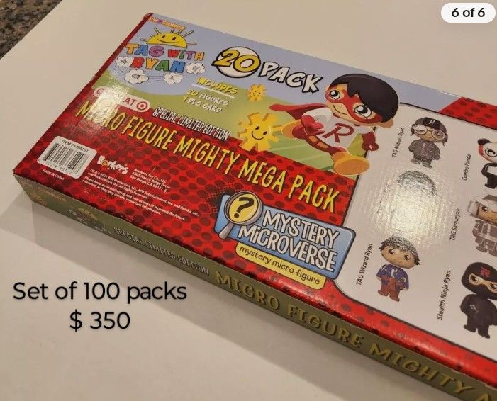 Brand New Ryan's World Micro Figure Mighty Mega Pack PW Games 100 Pack New