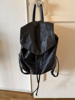 Black Faux Leather Backpack