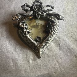 Vintage Heart Photo Brooch