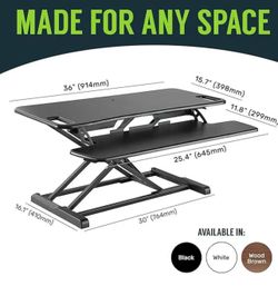 White 37” Standing Desk Converter for Home Office