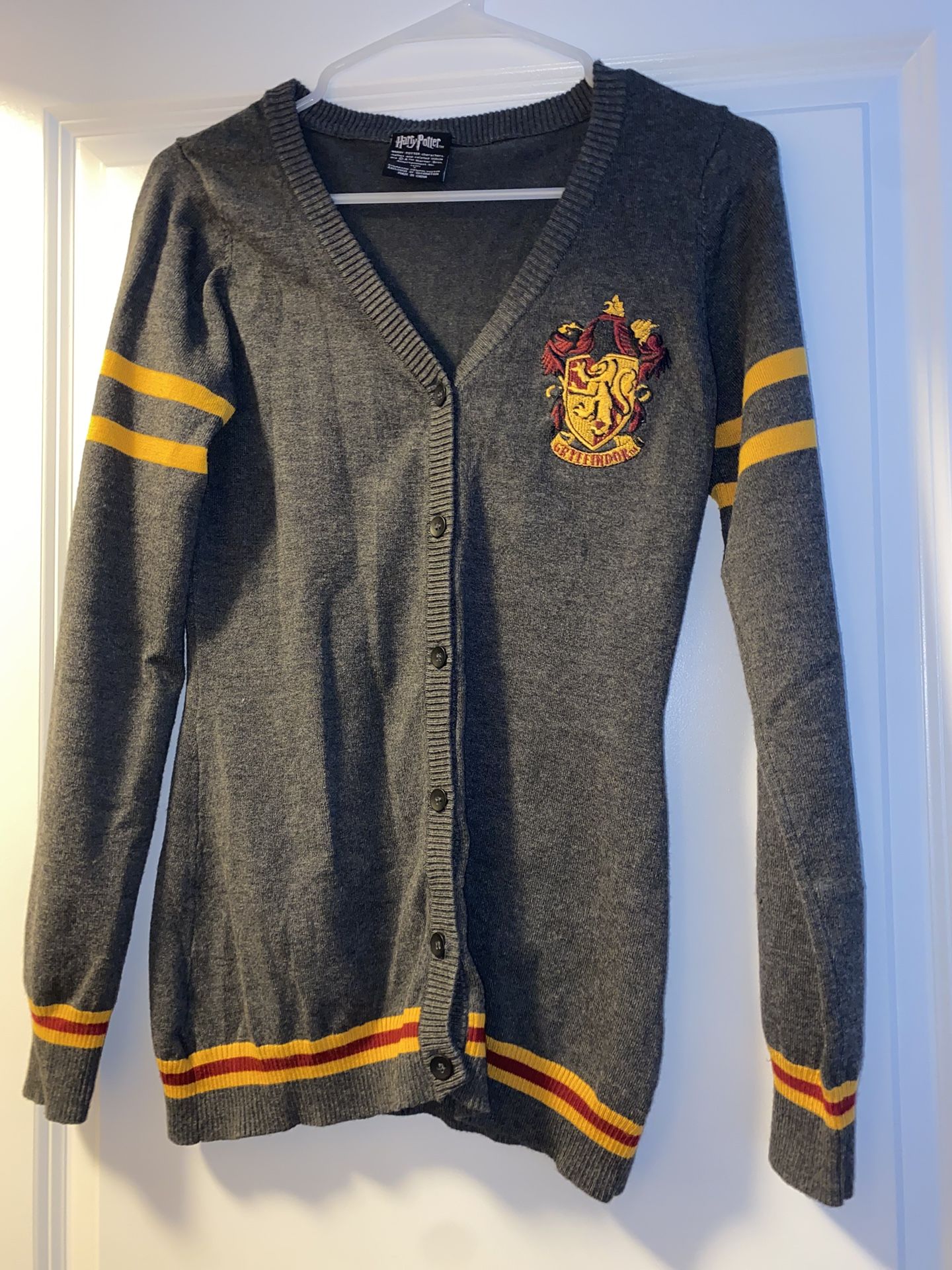 Grey and yellow Harry Potter cardigan Gryffindor