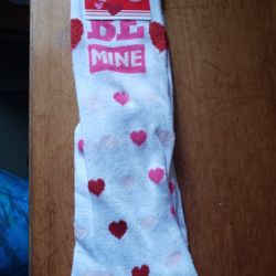 Be mine Valentine's Day Fashion Knee High Socks w Red/Pink Hearts, Fits Shoe 5-9