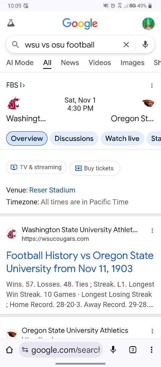 WSU Cougars Vs OSU Beavers 2 Tickets