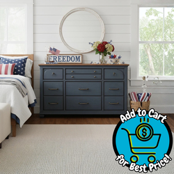 Americana 66" 9-Drawer Dresser, Fully Assembled, Soft Close Drawers, Corduroy Blue