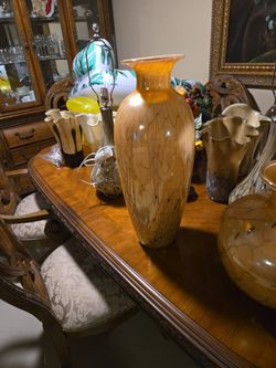 Jarron Alto Dorado En Vidrio