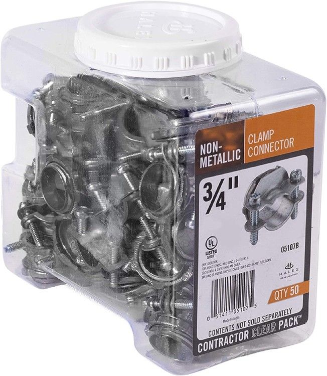 New Non Metallic Clamp Connector, 50 Pieces