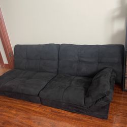 Microsuede Black flip floor chair convertible Lounger/ Sleeper, please read Description