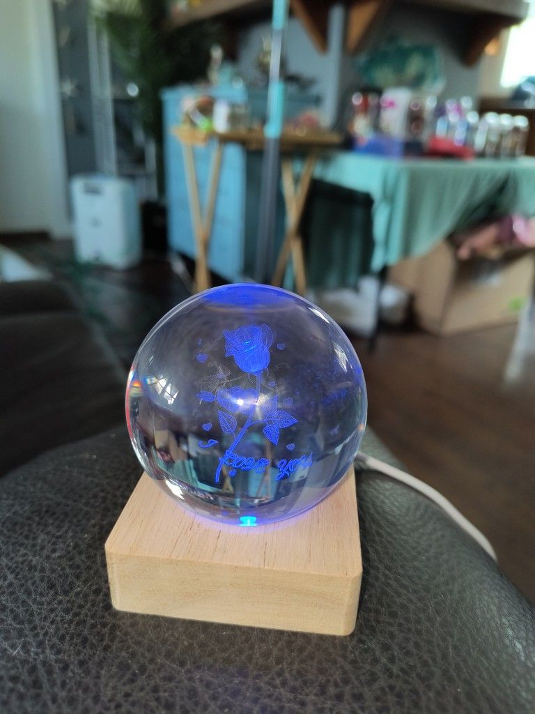 Last Minute Mother's Day Gift A Lighted Extra Rose Inside Of A Crystal Ball Changes Colors