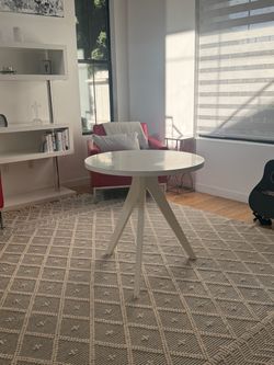 White Round Side Table with Splayed Legs
