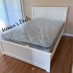 Queen Solid Wood Bed With Mattress $560