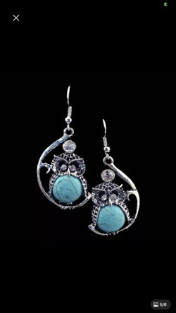 New Perched Turquoise Owl Earrings