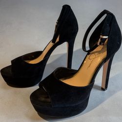 Size 6 Jessica Simpson Black Suede Platform Heels