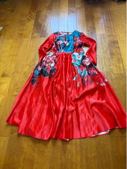 Stylewe Red & Green Floral Dress - Size L