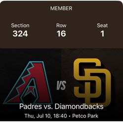 4 Tickets Padres-DBacks, 7/10, 640pm