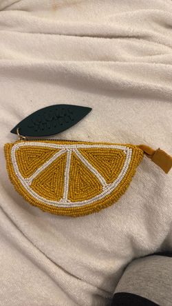 Beaded Lemon wedge coin/ID wallet -NEW