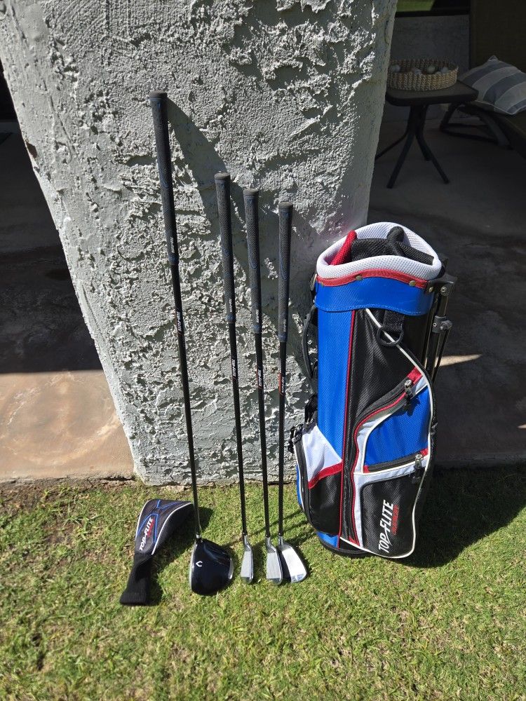 LH Top Flite Graphite Junior Golf Clubs And Bag
