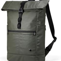 Casual Daypack Waterproof Roll Down for Women Heavy Duty Large Roll Top Rucksack for Adult Men Lightweight Backpack for Travel Green