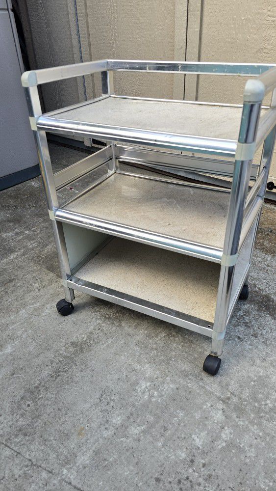 Small 3-tier cart on Caster wheels 19" x 13" x 27" H Great to hold stuff accessories for nail technician, eyelash / eyebrow / tatoo technician, make