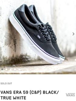 VANS ERA 59 Mens 11 Black/White Perforated Leather Trim Canvas Clean Skateboarding