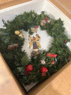 Christmas Wreath with Angel “Peace on Earth”