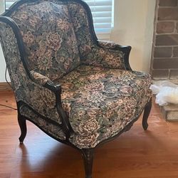 Wingback Floral Antique Chair 
