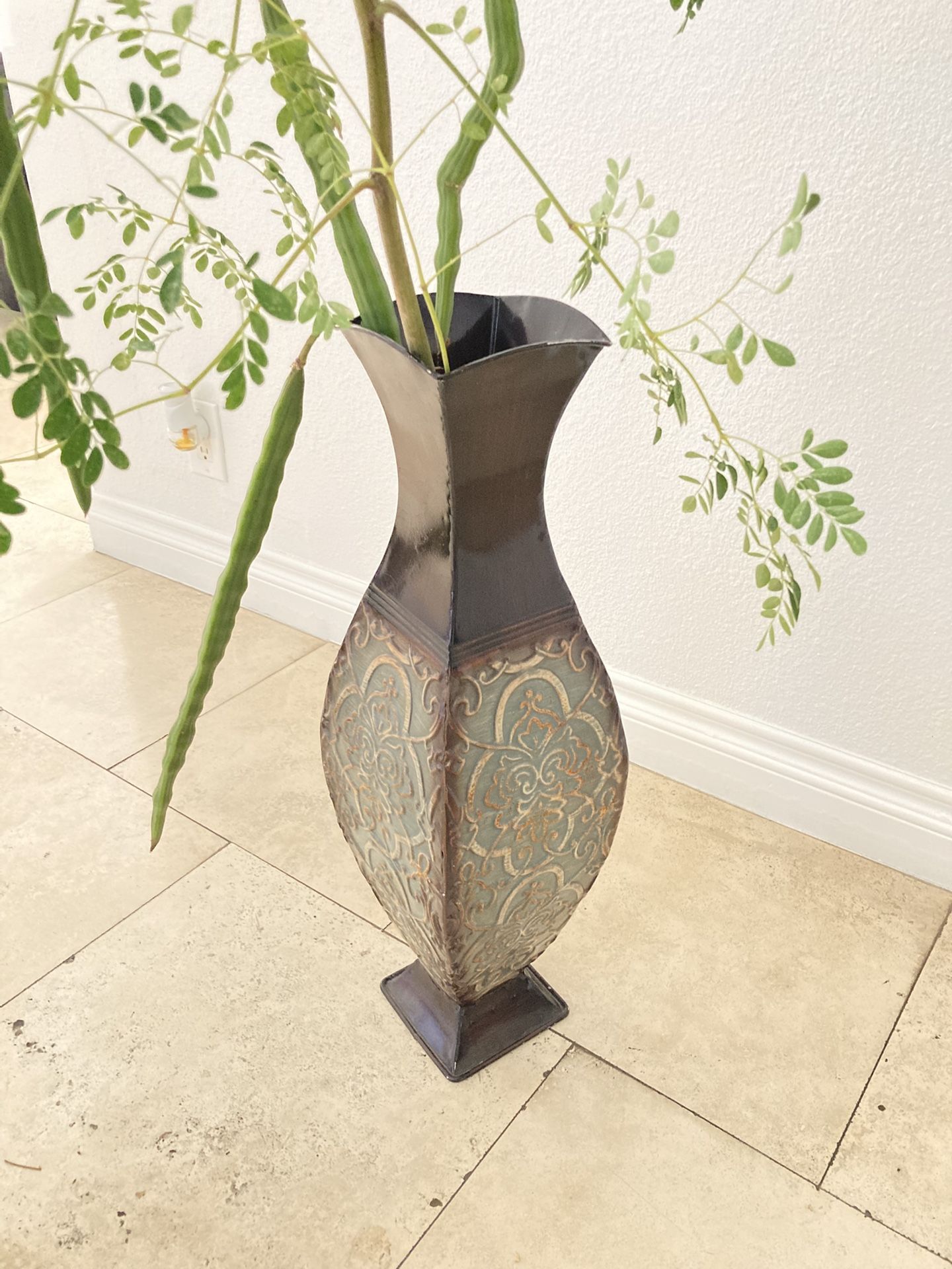 Vase Flowers Metal Vintage