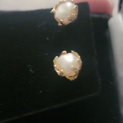 14 Kt Yellow Gold 💛 Pearl Earrings 💛 $250.00 Firm Price! Pick Up Only!  Contact Me If You Are Serious and interested!  New, Never Used!  😊😉 