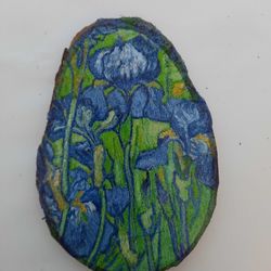 Iris decoupage wood slice decor