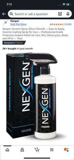 Nexgen Ceramic Spray Silicon Dioxide — Easy to Apply, Ceramic Coating Spray for Cars — Professional-Grade Protective Sealant Polish for Cars, RVs, Mot