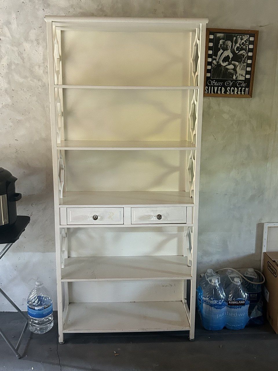 White wood bookshelf