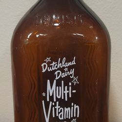 Vintage Dutchland Dairy 1/2 Gallon Brown Glass Milk Bottle

