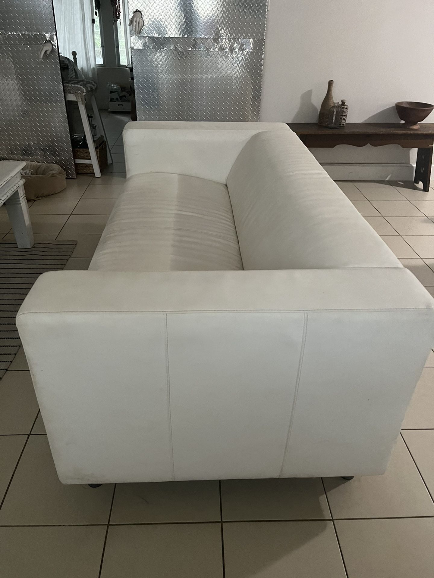 White Ikea Leather Sofà 