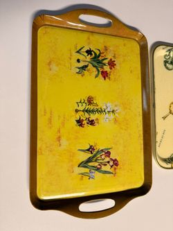 Yellow Floral Serving Trays
