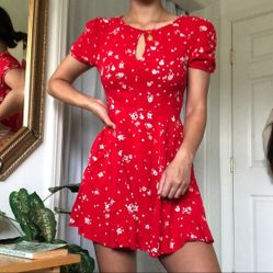 Red Urban Outfitters Keyhole Dress