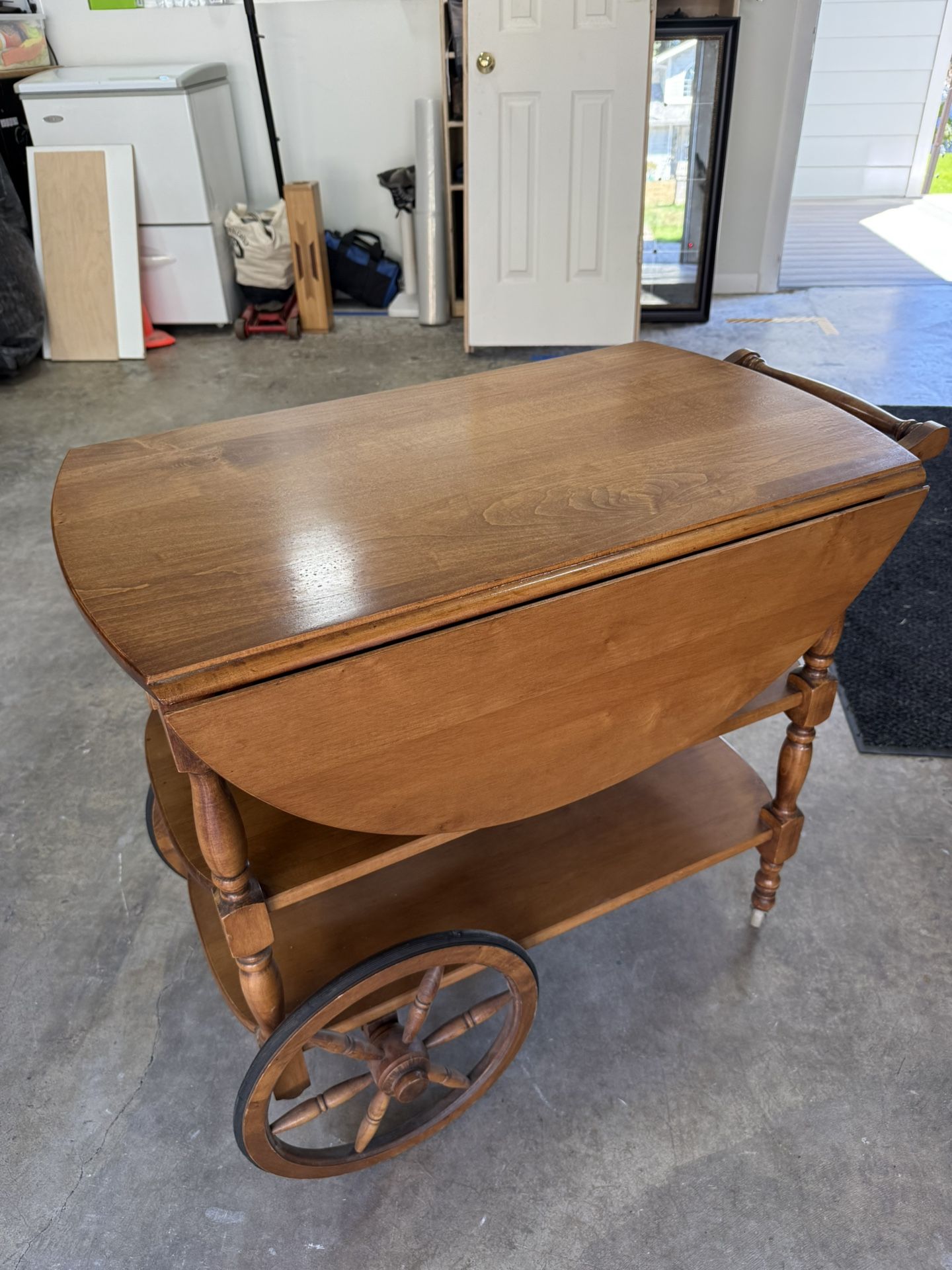 Antique Tea Cart Maple Wood