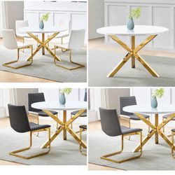 Brand New Boni 4 - Person Dining Set Gold Plated With 4 Chairs