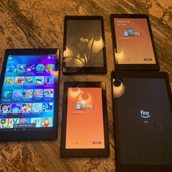 5 Amazon Fire Tablets Great Condition 