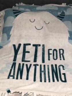 48” fleece fringed blanket “Yeti For anything.”