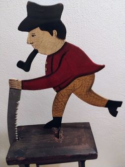 Vintage Folk Art Pendulum Balance Toy Lumberjack