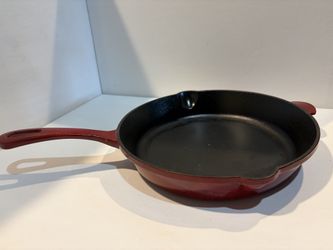 Cuisinart Cast Iron Enamel Skillet ~ C122-24 10" Red Frying Pan