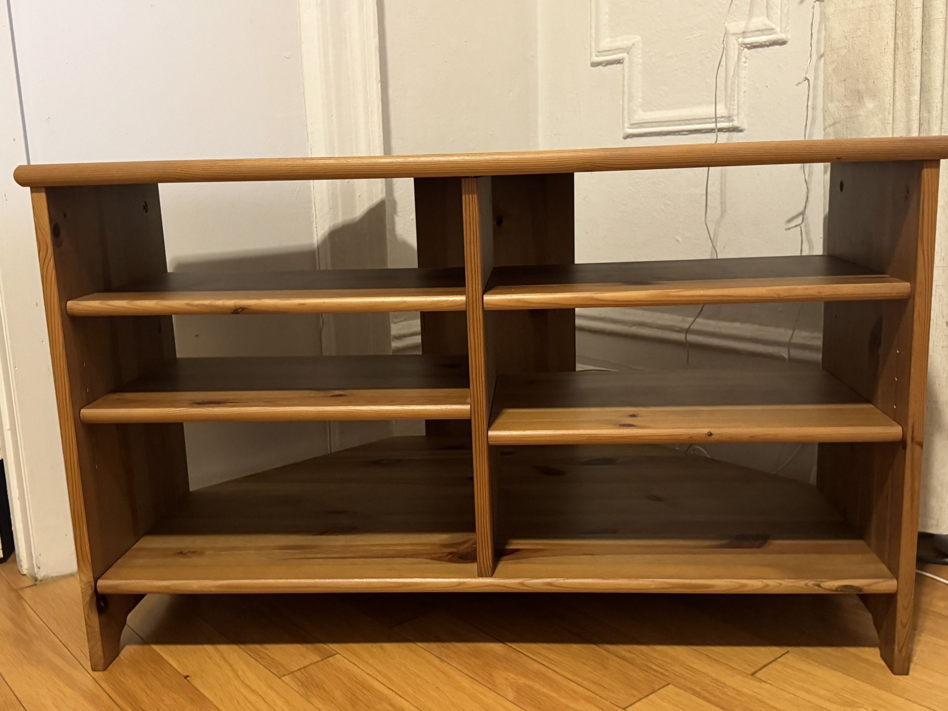 IKEA Leksvik Solid Pine Wood Corner TV Stand