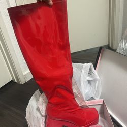 Red Gogo Boots Size 8