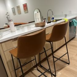 [NEW] 2x Bar Stools Whiskey Brown